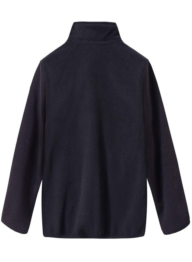 Spring&Gege Boys Full-Zip Polar Fleece Jacket Kids Solid School Uniform Outwear Jackets for Girls, Black, Size 7-8 Years - Image 2